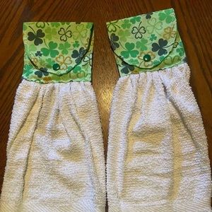 Shamrock St Patrick's Day 4 Four Leaf Clover Hanging Towels, Set of 2